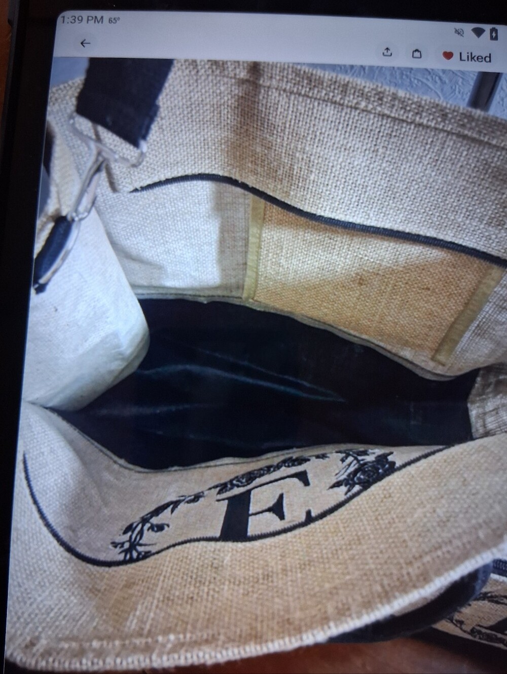 Monogram 'E' Jute Tote & Pouch Set, Natural/Black (Small Pouch Includes Extras) - Picture 2 of 6